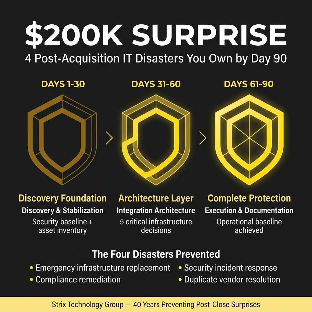 The 90-Day IT Integration Roadmap Post-Acquisition: Avoid the $200K Surprise